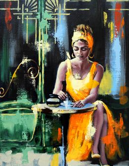 Painting, A la terrasse du bistrot, Sylvie Julkowski-Egard
