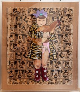 Peinture, Fillette et la poule rousse, Carol On the roof