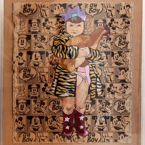 Peinture, Fillette et la poule rousse, Carol On the roof