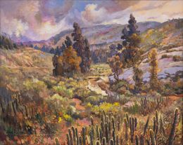 Gemälde, View of Villa Recreo, Benjamín Lafuente