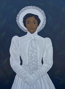 Pittura, Lady In White 2 - 21st Century Contemporary, Figurative, Portrait, Women, Modern, Olaniyi Timothy