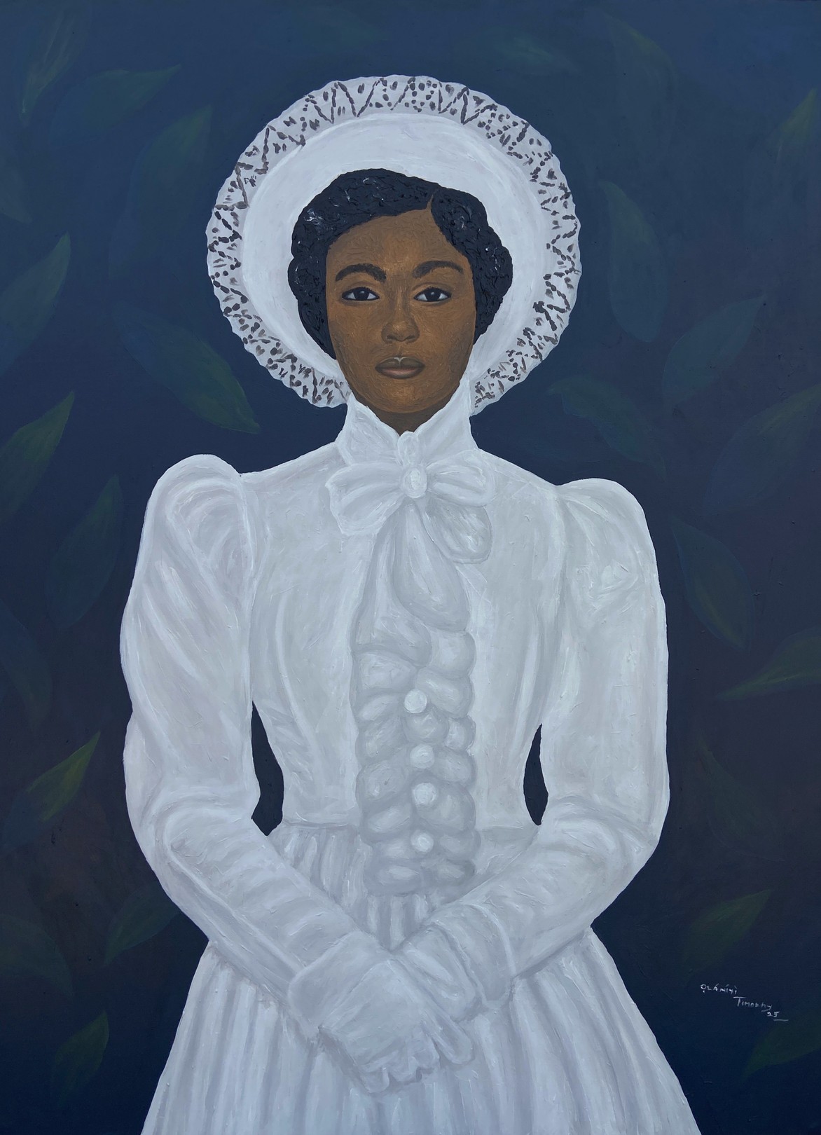 Olaniyi Timothy, Lady In White 2 - 21st Century Contemporary, Figurative, Portrait, Women, Modern Olaniyi Timothy, Lady In White 2 - 21st Century Contemporary, Figurative, Portrait, Women, Modern