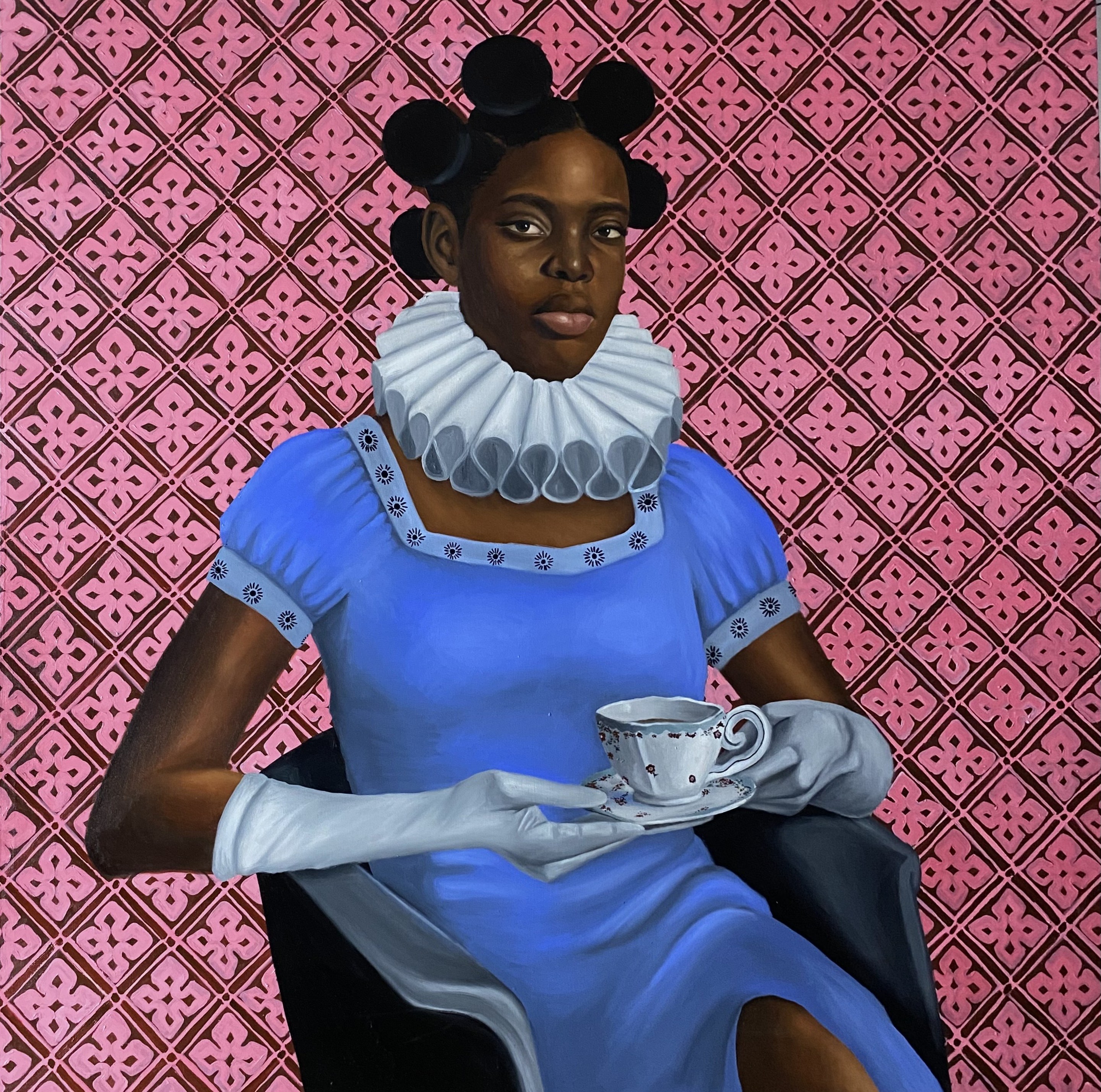 Emmanuel Daniel, Cup of Tea - 21st Century, Contemporary, Figurative Portrait, Black Woman Hair Emmanuel Daniel, Cup of Tea - 21st Century, Contemporary, Figurative Portrait, Black Woman Hair