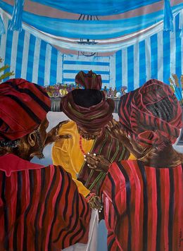 Painting, Remarkable Day 1 - 21st Century Contemporary, Figurative, Couple Marriage Culture, Michael Adetula