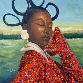 Gemälde, Solace of My Native Land - 21st Century, Contemporary, Figurative, Women, Africa, Ademola Ajayi