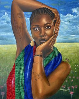 Pittura, Bloom of Becoming - 21st Century, Contemporary, Figurative Portrait, Africa Women, Ademola Ajayi