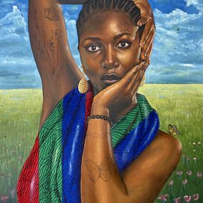 Gemälde, Bloom of Becoming - 21st Century, Contemporary, Figurative Portrait, Africa Women, Ademola Ajayi