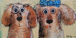 Gemälde, Selfie chiens, Hervé Maury