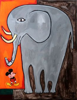 Gemälde, L'elephant et la Souris, Richard Boigeol