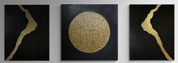 Gemälde, Series "Silent Echoes " -  3D black and gold, textured, Nataliia Krykun