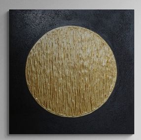 Peinture, Series "Silent Echoes " -  3D black and gold, textured, Nataliia Krykun