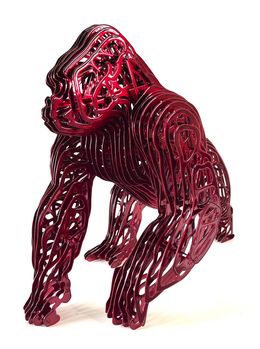 Sculpture, Gorilla cartier rouge, Jean François Piecourt
