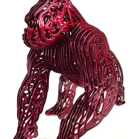 Sculpture, Gorilla cartier rouge, Jean François Piecourt