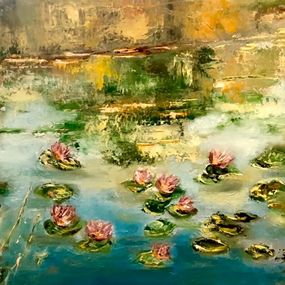 Peinture, L'Etang au miroir, Catherine Cauvin