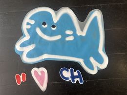 Zeichnungen, Graffiti sur papier prêt à coller - petit Cha bleu qui jump, Chanoir