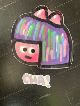 Zeichnungen, Graffiti sur papier prêt à coller - Cha fille multicolore, Chanoir