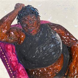 Peinture, In Peace and Serenity - 21st Century, Contemporary, Figurative, Portrait, Woman, Victor Morawo