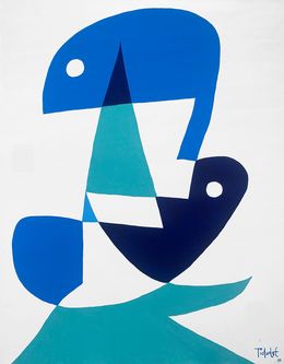 Gemälde, Personaje azul fondo blanco, Enrique Pichardo