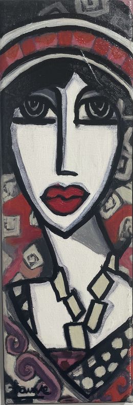 Peinture, Brune au chapeau, Martine Fauve Dechavanne