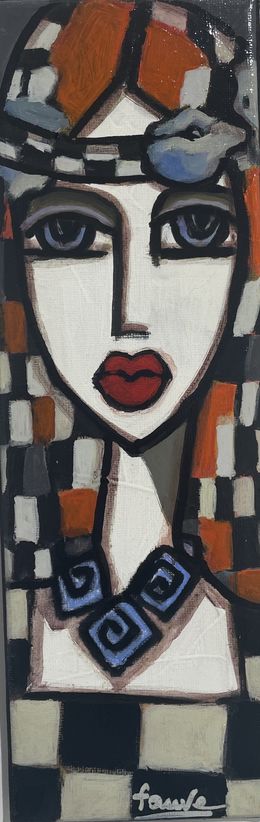 Peinture, Fleur bleu, Martine Fauve Dechavanne