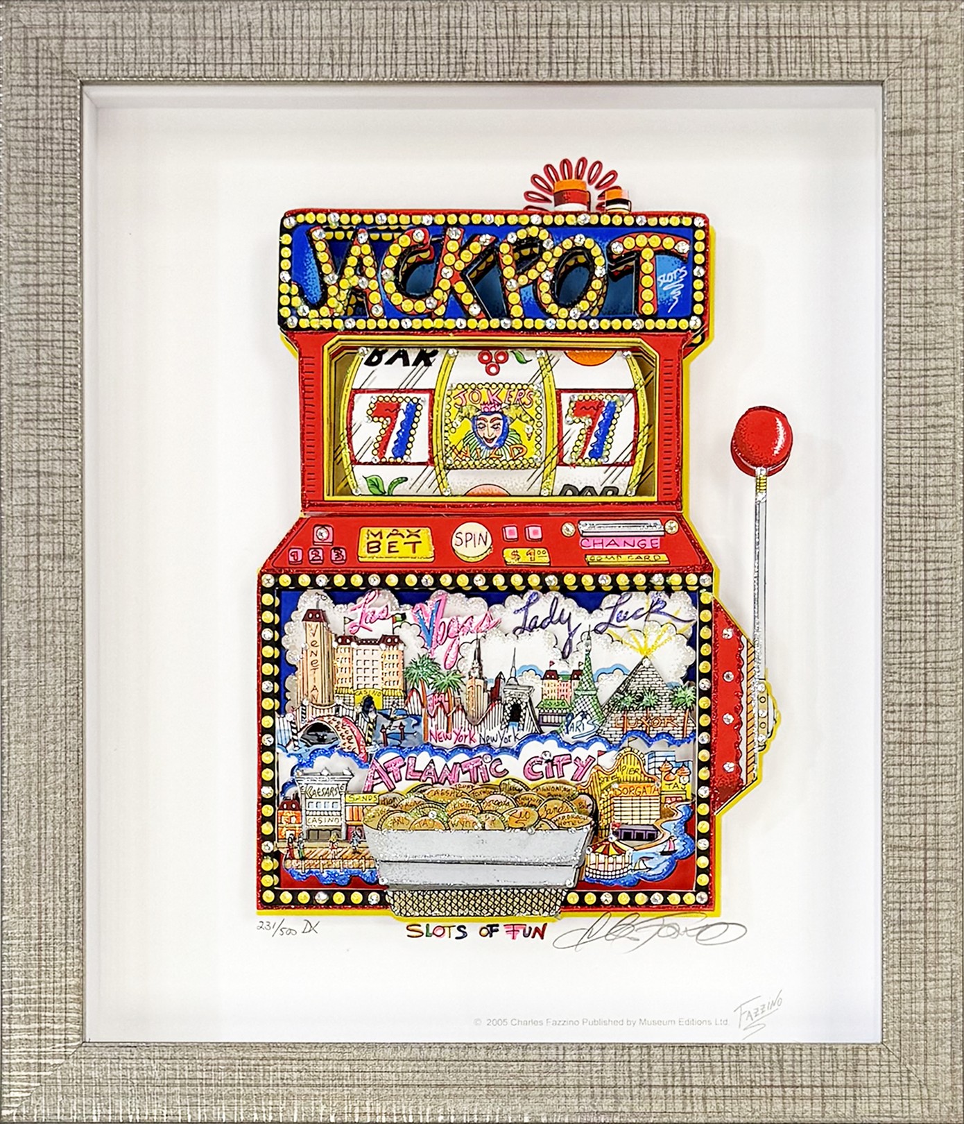 Charles Fazzino, Slots Of Fun (signed 3D mixed media serigraph) Charles Fazzino, Slots Of Fun (signed 3D mixed media serigraph)