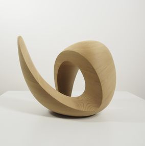 Sculpture, The Return to Equilibrium No.5 - Abstract Wood Sculpture, Smooth, Curving, Subtle, Freestanding, Mike Sasaki