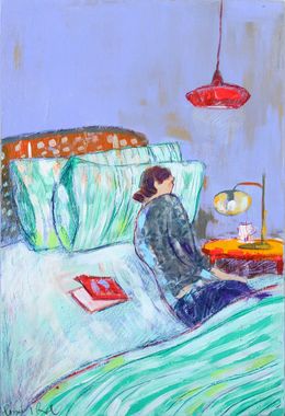 Gemälde, Pendant que tu dormais avec le livre sur le lit, Lourdes Ral