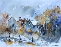 Gemälde, Silent roofs - watercolor, Pol Ledent
