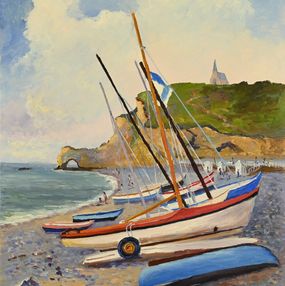 Pittura, Bateaux à Etretat, Christiane Stenfort
