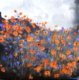 Gemälde, Poppies at a windy dusk, Pol Ledent