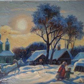 Painting, Winter Sunset, Daniil Litvinov