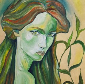 Painting, Green Gaze, Mari Abramishvili