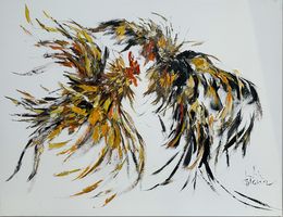 Painting, Le combat de Coqs, Jean-Philippe Ghiglione