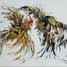 Painting, Le combat de Coqs, Jean-Philippe Ghiglione