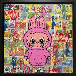 Painting, Labubu love StreetArt (pink), Koen Betjes