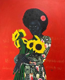 Painting, Ewie - 21st Century, Contemporary, Figurative Portrait, Floral, Modern, Women, Kum Cletus