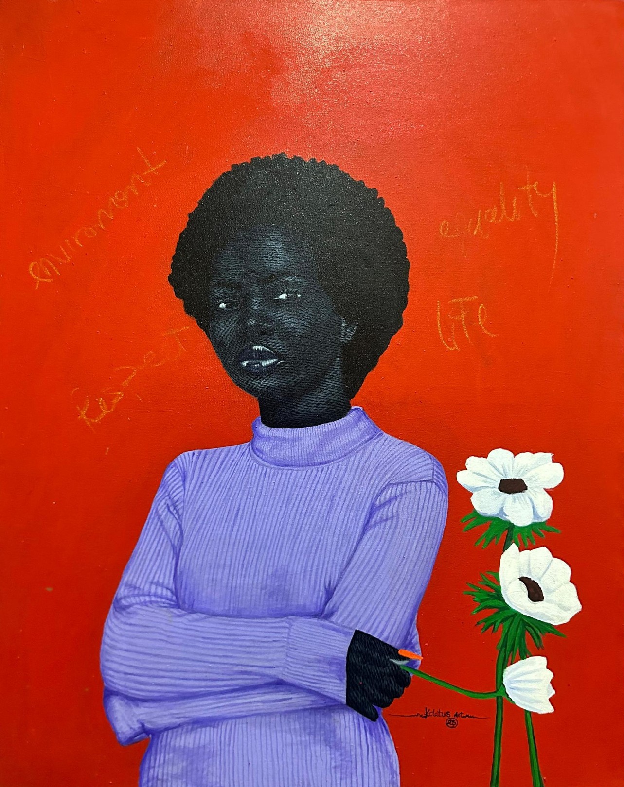 Kum Cletus, Rebecca - 21st Century, Contemporary, Figurative Portrait, Floral, Modern, Women Kum Cletus, Rebecca - 21st Century, Contemporary, Figurative Portrait, Floral, Modern, Women