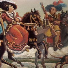 Gemälde, Departure for Hunting, Daniil Litvinov