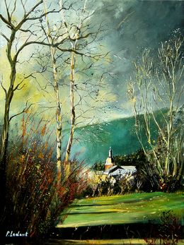 Painting, A liitle village in my countryside - Rochehaut, Pol Ledent