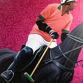 Peinture, Mallet's Majesty - 21st Century Contemporary, Figurative, Horse, Men Polo Player, Kehinde Mayowa