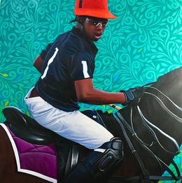 Peinture, Horse and Rider - 21st Century Contemporary, Figurative, Horse, Men Polo Player, Kehinde Mayowa
