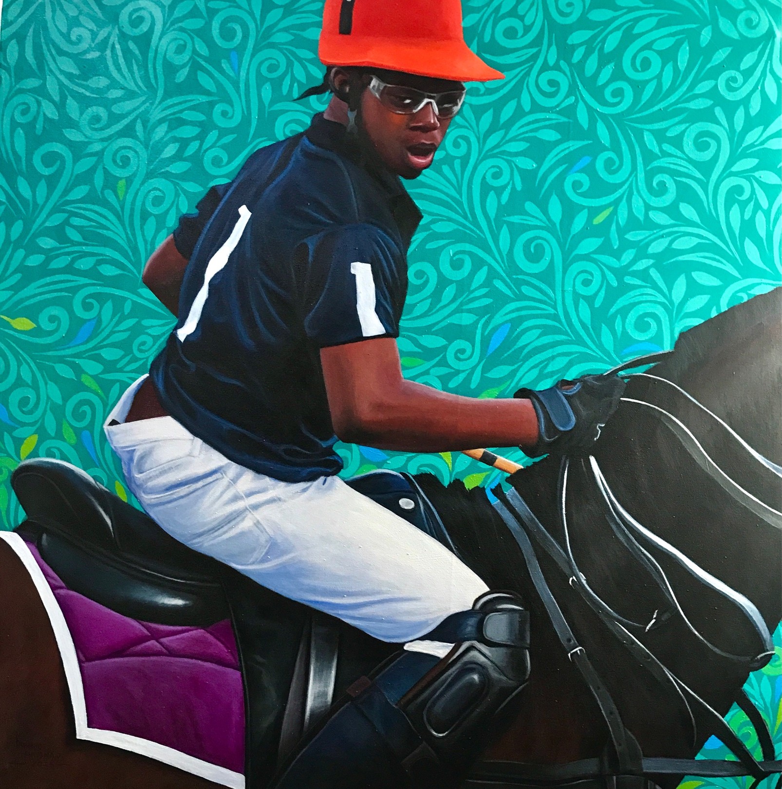 Kehinde Mayowa, Horse and Rider - 21st Century Contemporary, Figurative, Horse, Men Polo Player Kehinde Mayowa, Horse and Rider - 21st Century Contemporary, Figurative, Horse, Men Polo Player