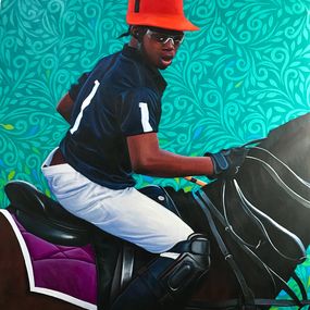 Peinture, Horse and Rider - 21st Century Contemporary, Figurative, Horse, Men Polo Player, Kehinde Mayowa