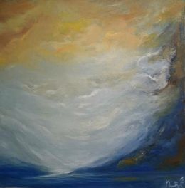 Painting, Le lac bleu, Khadija El Haouchi