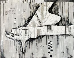 Painting, Claire de Lune: White Pearl Grand Piano, Kristina Mallen