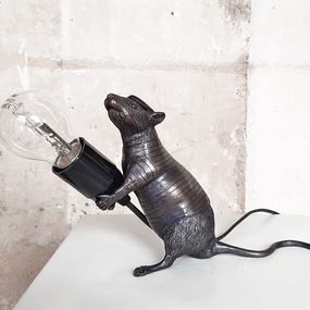 Design, Rat Giving Light (Standing), rare brass sculpture, Hama Woods