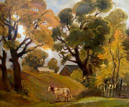 Painting, Autumn and Cow, Oleg Litvinov