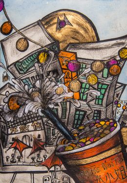 Fine Art Drawings, Bubble cheers in New York, Axel Roumy