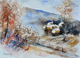 Peinture, The quit hills remember - watercolor, Pol Ledent