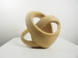 Sculpture, Inseparability of Action No.5 - Abstract Wood Sculpture - dynamic, spacious, unity, Mike Sasaki